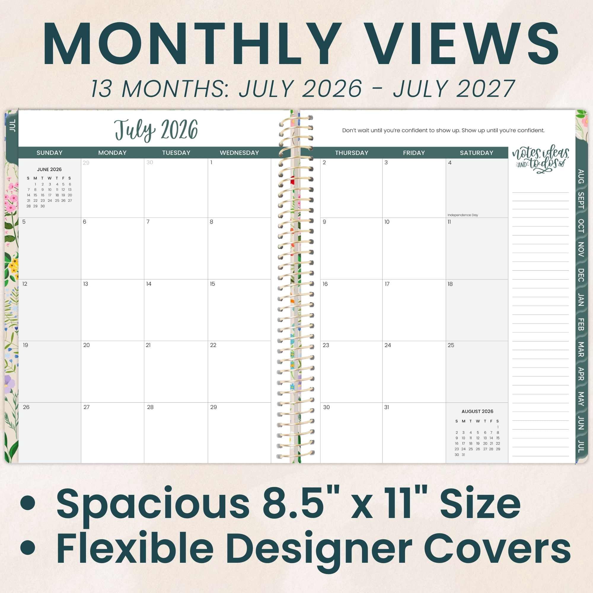 bloom daily planners 2026-2027 Academic Planner, 13 Month Monthly & Weekly, 8.5" x 11" Soft Cover, Stickers Included, Garden Party