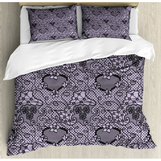 Gothic Duvet Cover Set Black Lace Style Needlecraft Pattern With