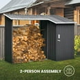 thumbnail image 4 of 2-in-1 Galvanized Steel Multipurpose Shed, 9-Sq.Ft. Lockable Tool Storage, 42-Cu.Ft. Firewood Rack, Dark Gray, 4 of 16