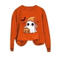 thumbnail image 3 of Craaazy Halloween Sweatshirt Long Sleeved Crewneck Shirts Halloween Spooky Season Ghost Print Tops Halloween Pullover Gifts For Women, 3 of 4