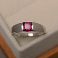 thumbnail image 2 of Pyrope garnet ring, solitaire ring, square cut, natural garnet ring, engagement ring, 2 of 4