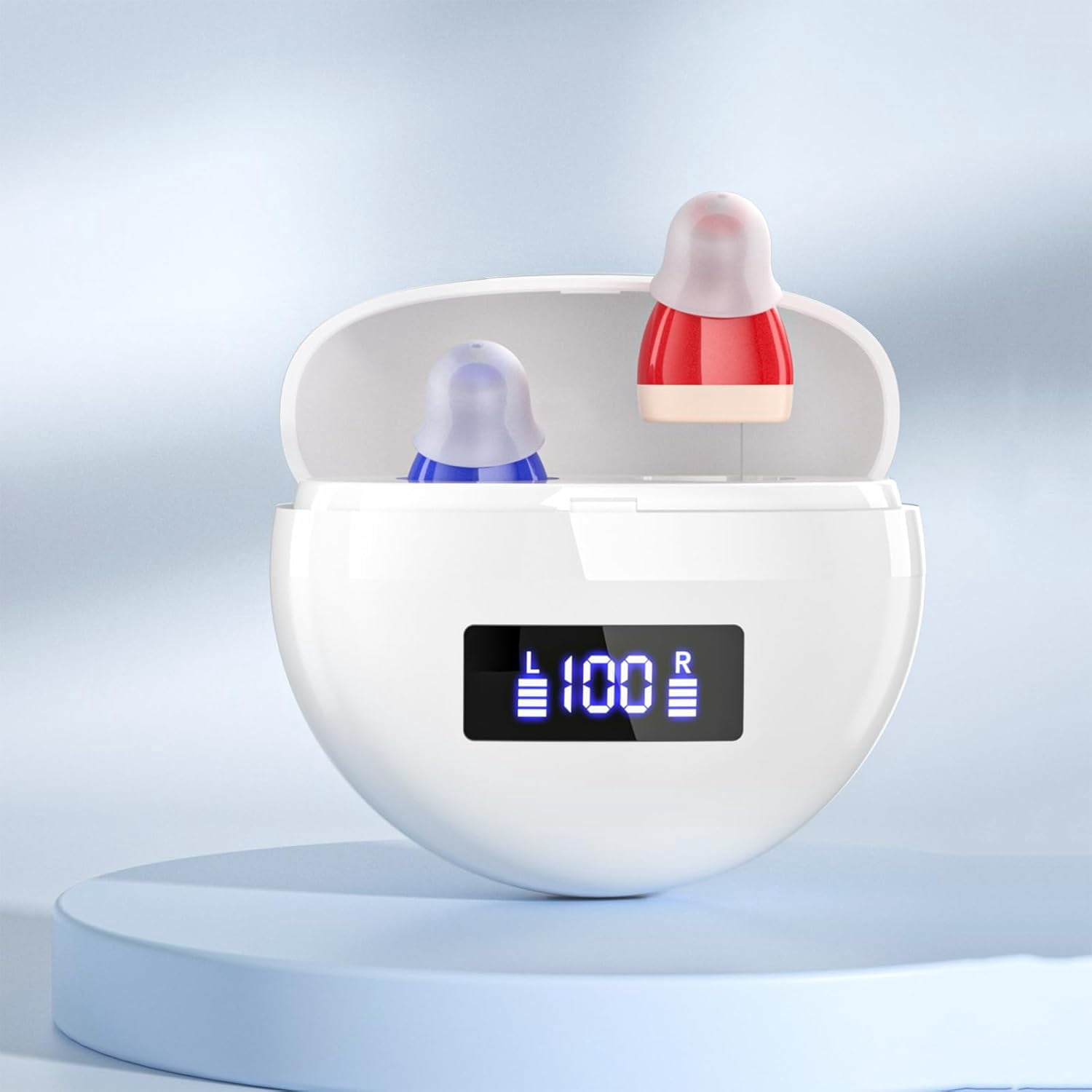 SUWU Rechargeable Digital Hearing Aids for the Elderly, Almost Invisible, with Noise Cancellation, Suitable for Hearing Loss Adults, Behind-the-Ear Hearing Aids, Easy to Control