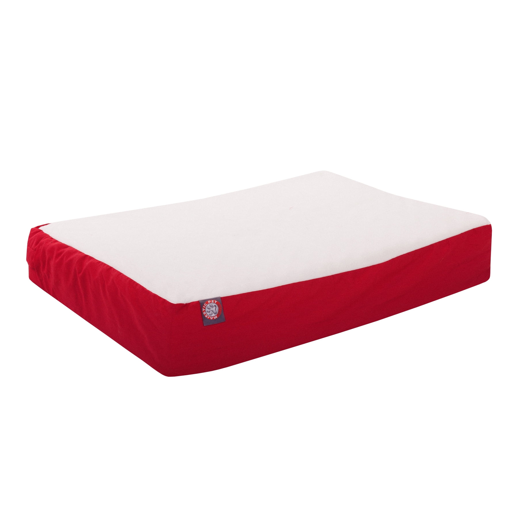 Majestic Pet Poly/Cotton & Sherpa Orthopedic Double Dog Bed Red Medium 24" x 34" x 5"