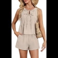 thumbnail image 1 of Traje de de Dos Piezas Sin Mangas para Mujer, de Verano, Color Albaricoque, Talla S, 1 of 8