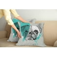 thumbnail image 2 of Ambesonne Pug Throw Pillow Cover 2 Pack, Hand Drawn Head of a Dog, 20", Blue Black White, 2 of 5