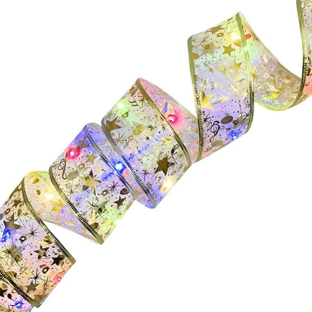 

Christmas Ribbon Fairy Lights Christmas LED Lights Double Ribbon String Lights Christmas Tree Decoration Glowing Ribbon Pendant