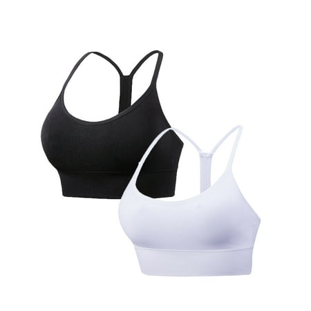 

Xmarks Womens Y-Back Racerback Sports Bra - Spaghetti Thin Straps Scoop Neck Athletic Padded Yoga Bra S-2XL