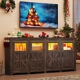 thumbnail image 2 of ChVans LED Farmhouse TV stand for up to 85" TVs with Power Outlet, 74" Large Entertainment Center Console Table, 33.5" Tall Rustic Media Console w/Storage Shelves for Living Room, 2 of 8
