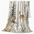 thumbnail image 2 of Serene Woodland Deer Squirrel Forest Scene Rustic Nature, Peaceful Woodland Scene, Warm Flannel Blanket for Cabin and Lodge, Wildlife Lovers Housewarming Gift, Rustic Home Decor, 2 of 9