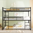 thumbnail image 2 of Twin Over Twin Over Twin Triple Bunk Bed Frame, Heavy Duty Detachable Bunk Beds for 3, Metal 3 Bunk Beds with 2 Ladder & Guardrail for Teens Adults (Black), 2 of 7