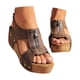 thumbnail image 2 of MKLEKYY Sandalias para Dama, Sandalias de Cuña Con Plataforma de Cuero de Moda de Verano para Mujer, Temperamento Sin Zapatos, 2 of 4