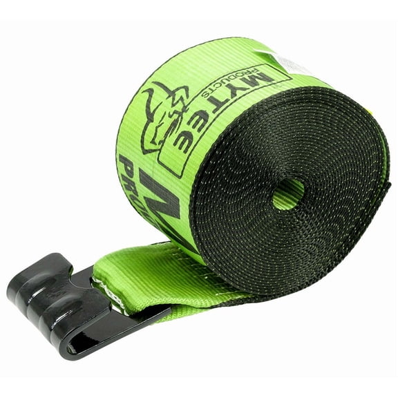 20 Pack Winch Straps 4" x 30' Hi-Vis Safety Green Heavy Duty Tie Down with Flat Hooks WLL# 5400 lbs | 4 Inch Cargo Control for Flatbed Truck Utility Trailer