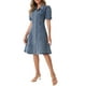 thumbnail image 4 of INSPIRAR CHIC Vestido de Mezclilla para Mujer con Manga Corta Abullonada, Cuello de Solapa, Cierre de Botón, Vestido Midi L Gris Azul, 4 of 6