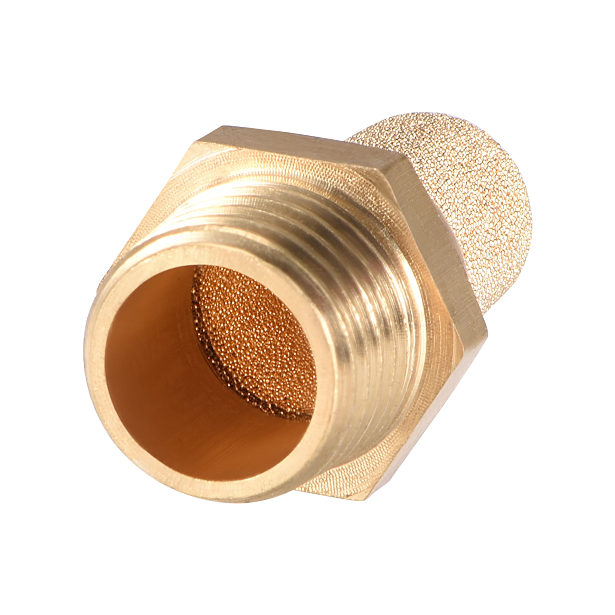 Brass Exhaust Muffler, 1/4" G Male Thread 19/32" Hex Sintered Air