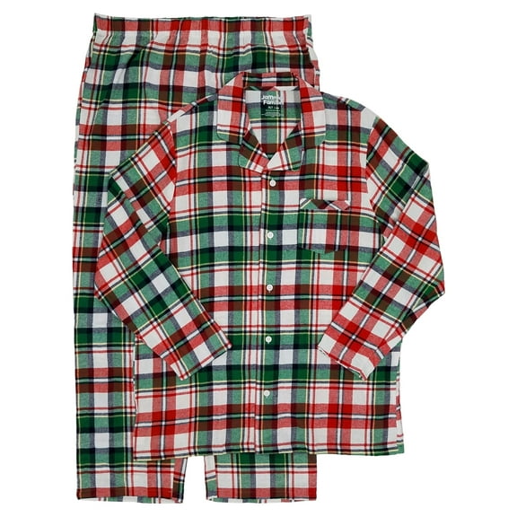 Mens Big & Tall 2-Piece Christmas Plaid Flannel Sleepwear Pajama Set 2XB