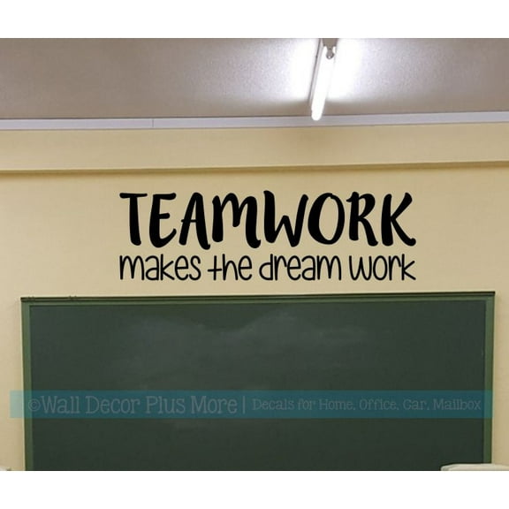 Teamwork Make the Dream Work Inspiring Office School Wall Art Decal Quote Vinyl Sticker 36x11-Inch Black