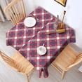 thumbnail image 2 of Red Blue White Star Plaid Checkered Pattern Square Tablecloth,Waterproof Square Table Cover,Wipeable Spillproof Washable Table Cover for Home Kitchen Party Decor 60"x60"(152x152cm), 2 of 6