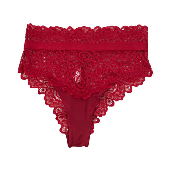 WULMLEO Thongs For Women Sexy Floral Bikini Thongs High Rise Seamless Flowy Underwear Lightweight Briefs G String Soft Panties Red S