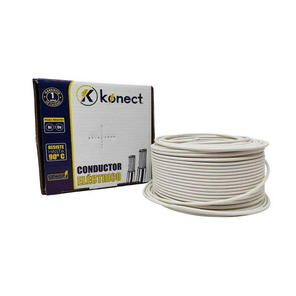 Cable Electrico Cca Calibre 10 Blanco Rollo 100m KONECT ME0005