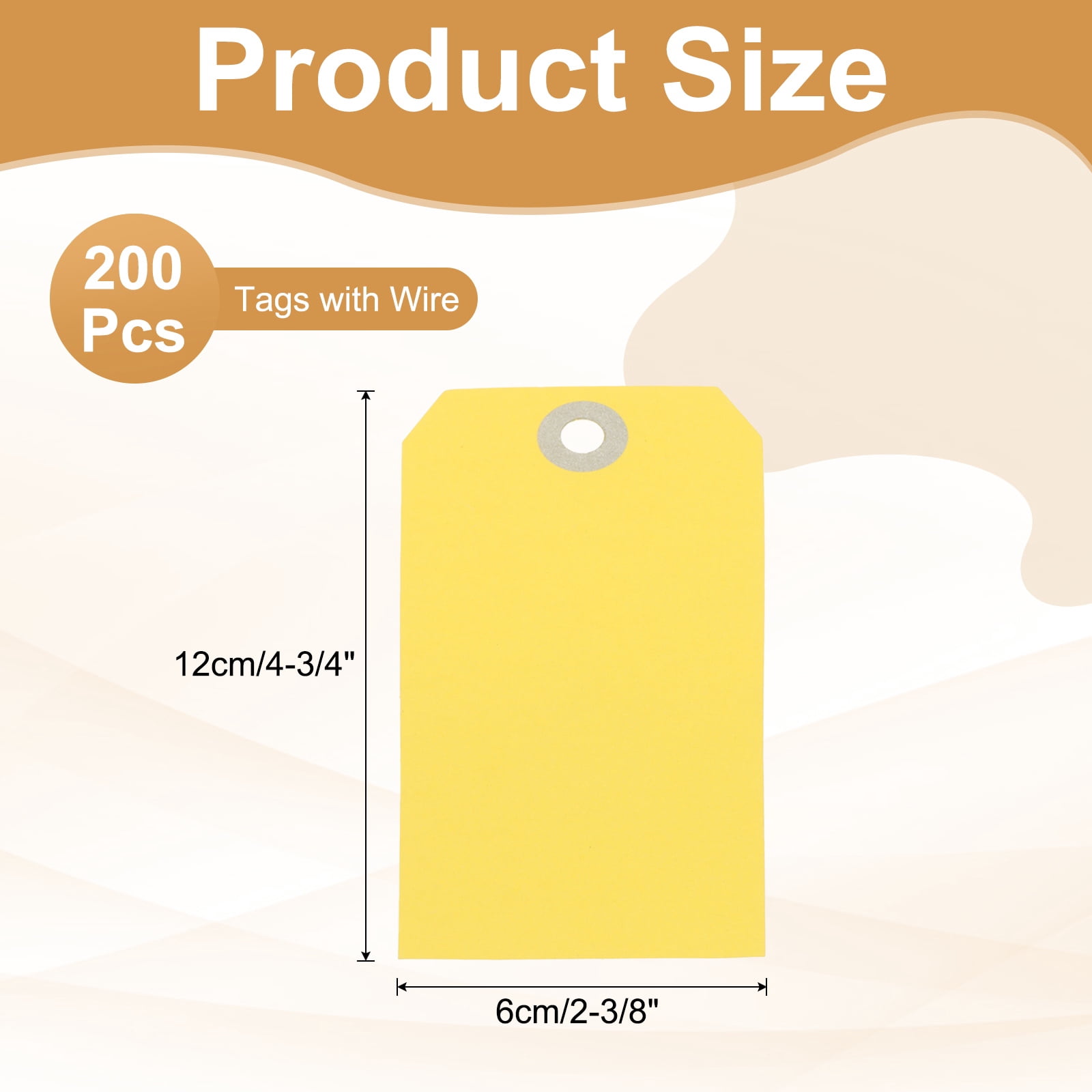 Uxcell Blank Shipping Tags Shipping Tags with Wire Manila Hang Label Tag with Reinforced Eyelet for Inventory Gift Label Dark Yellow 4-3/4"
