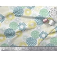 thumbnail image 2 of Soimoi White Japan Crepe Satin Fabric Artistic Flower Mandala Printed Fabric 1 Yard 42 Inch Wide, 2 of 3