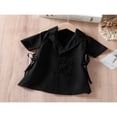 thumbnail image 2 of PENGXIANG Mode Bambin Filles Été Robe Veste Outwears Bandage Tour vers le Bas Col une Ligne Robe Noire 2-3 Ans, 2 of 9
