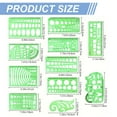 thumbnail image 3 of Clearance Measuring Tools under $10,11PCS Geometric Drawings Templates Drafting Stencils Measuring Tools Plastic Clear Green Ruler Shapes With A Zipper Bags For Architecture Studying Designing And, 3 of 9