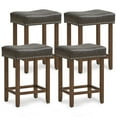 thumbnail image 1 of Gymax Bar Stool Set of 4 24-Inch Counter Height Saddle Stools w/ PU Leather Upholstery Gray & Brown, 1 of 10