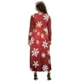 thumbnail image 2 of FKELYI Red Snowflake Print Womens Long Sleeve Maxi Dress Soft V-neck Casual Dress with Pocket Fall Dresses for Spring Winter, M, 2 of 6