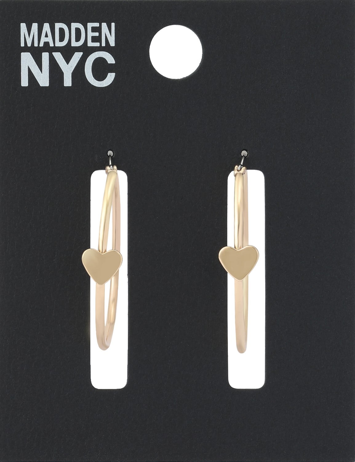 Madden NYC Women's Fashion Gold-Tone Heart Hoop Earrings