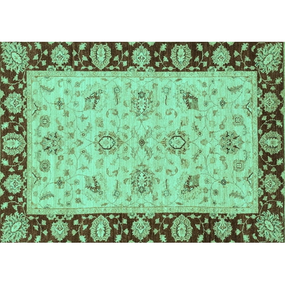 Ahgly Company Indoor Rectangle Abstract Turquoise Blue Modern Area Rugs, 4' x 6'