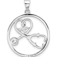 thumbnail image 3 of Sterling Silver Rhod-Plated With Cz Stethoscope And Heartbeat Pendant (Width 21.8) (Length 28.6) - Jbsp, 3 of 5