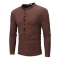 thumbnail image 4 of Mens Sweatshirt 2025 Shirts for Men Button Down Crewneck Solid Color Slim Fit T-Shirt Long Sleeve Patchwork Relaxed 2025 Shirt Clothes, 4 of 5