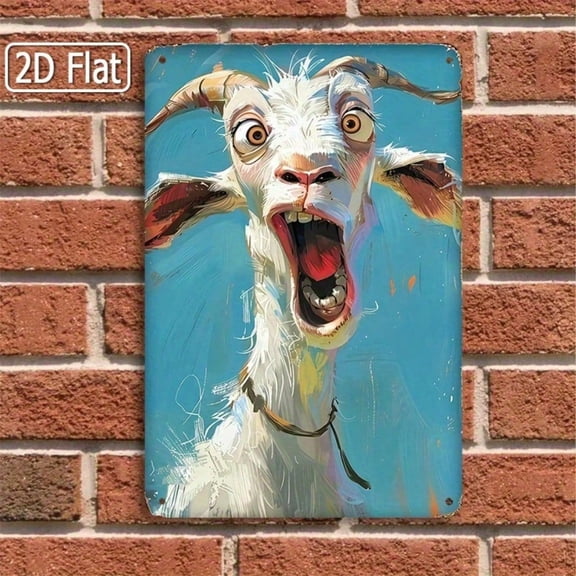 HELLOYOUNG Screaming Goat Tin Sign, Farmhouse Wall Art Vintage Metal Sign for Man Cave, Home Bar Decor, Kitchen Pub Garage Wall Decoration