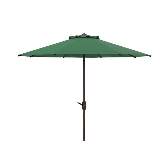 SAFAVIEH Ortega 9' Market Crank Auto Tilt Patio Umbrella, Hunter Green