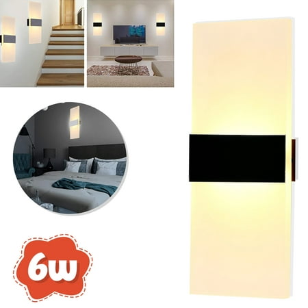 

SHELLTON 6W Modern Wall Sconce Up Down Lamp Acrylic LEDs Wall Mounted Lights Warm Light 8.7*4.3 Inch Right Angle Black
