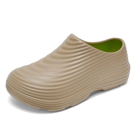 Mens Slippers,Unisex Garden Clogs Non Work Shoes Arch Support for Restaurant Chef Nursing Wear,Slippers for Men,Khaki,8