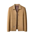 thumbnail image 2 of Abrigo de lana de doble cara, chaqueta corta para hombre, solapa, abrigo informal de otoño, ropa negra, 2 of 3
