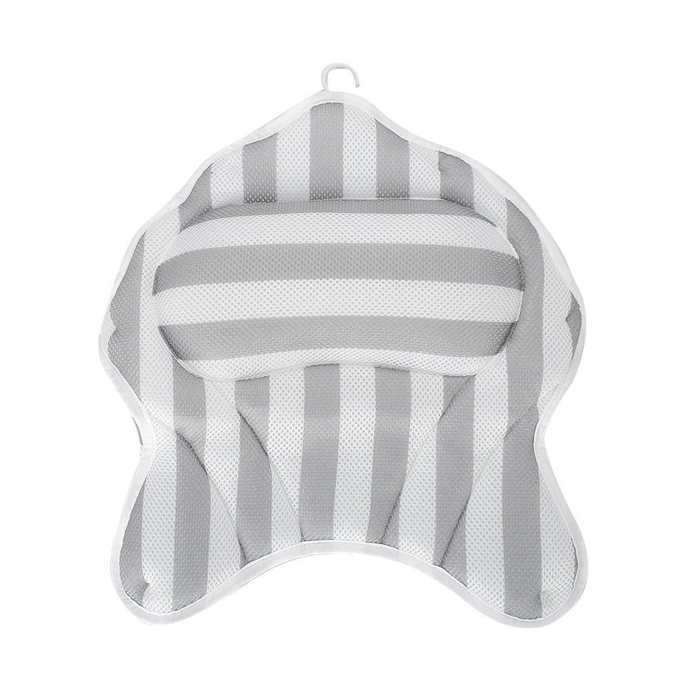 WALFRONT Home Spa Bath Pillow Breathable Mesh Bathtub Pillow 6 Suction