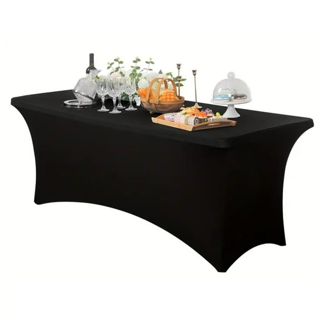 Birdeem 4Ft Table Cloth for Rectangular Fitted Events Stretch Champagne Table Covers Washable Table Cover Spandex Tablecloth Table Protector for Party Wedding Cocktail