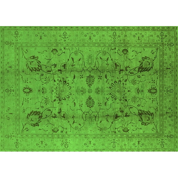 Ahgly Company Indoor Rectangle Oriental Green Traditional Area Rugs, 7' x 10'