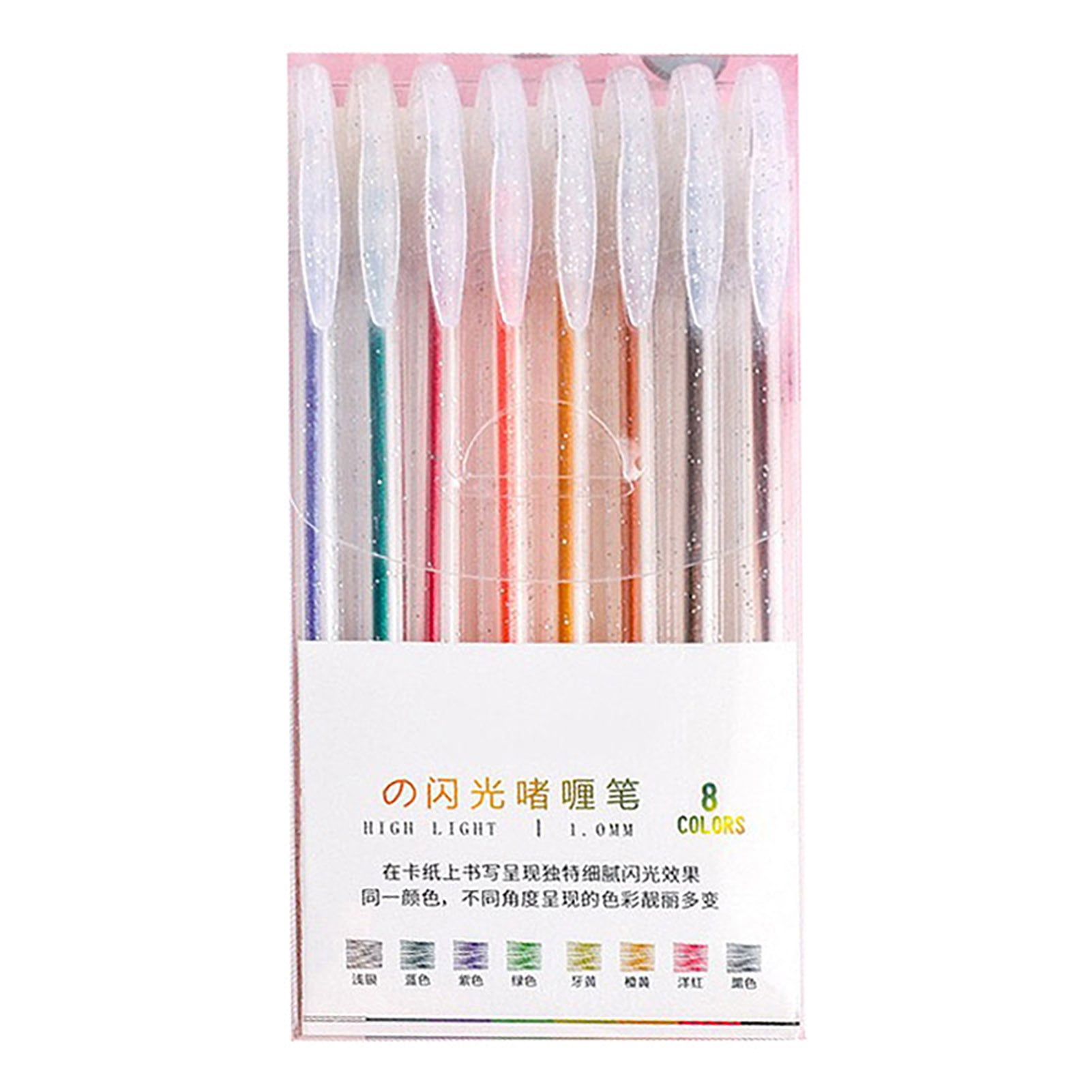 Sylvtty Highlighter Pen Set Transparent Body Multicolored Painting Pen with Glitter Sparkling Effect Smooth Metal Tip Ink Highlighter for Note Marking Coloring