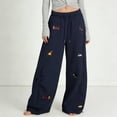 thumbnail image 4 of vigerkar Embroidery Puppy Baggy Barrel Sweatpants Casual Y2K Elastic Drawstring Unisex Wide Leg Pants Lantern Trouser (Navy, L), 4 of 9