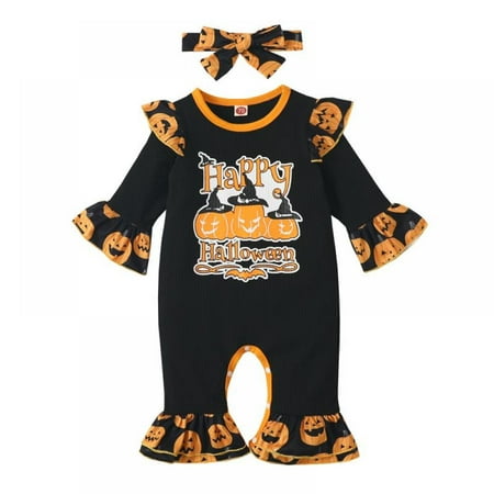 

Lovebay Baby Girl My First Halloween Onesies Bodysuit with Headband Baby Girl Halloween Clothes Set 0-24 Months