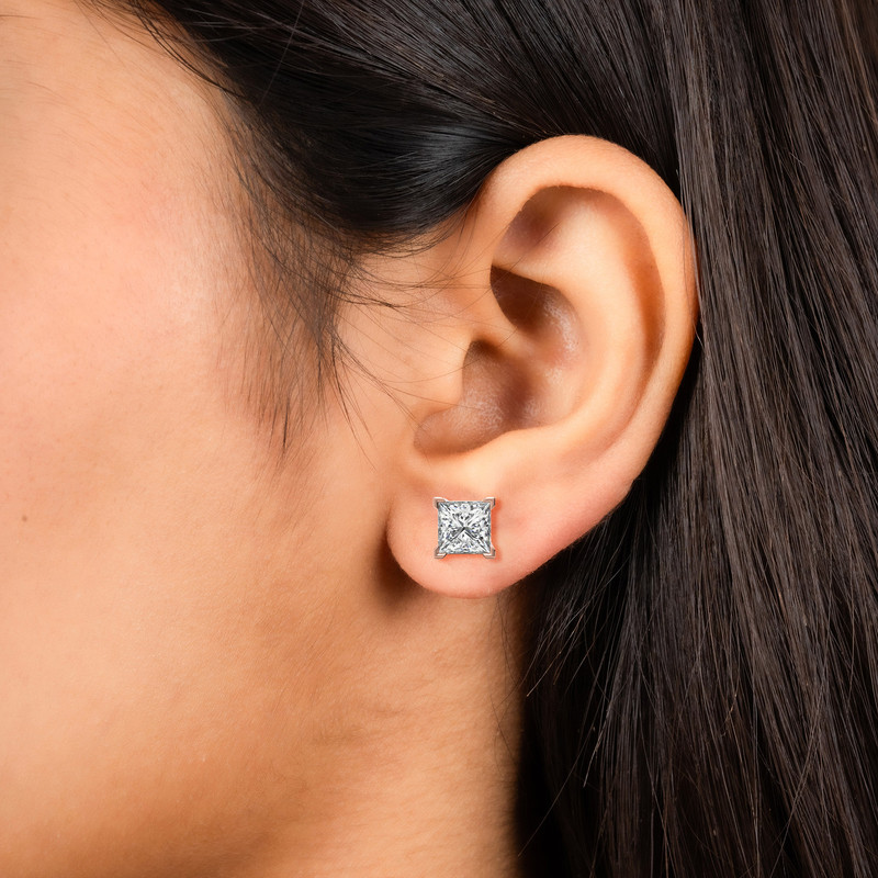 Round Moissanite Studs | Sterling Silver | Daily Wear Studs for Women