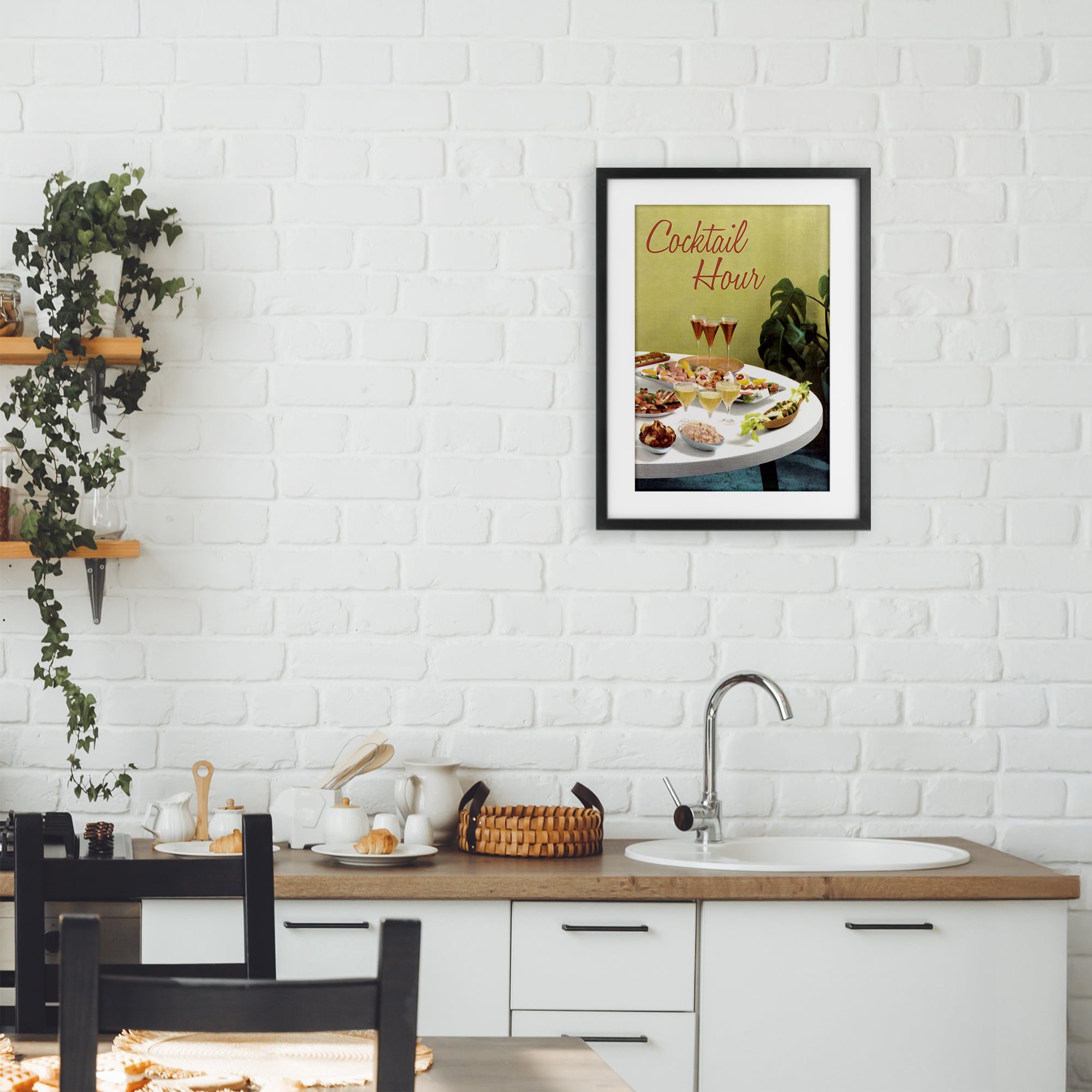 Stupell Industries Cocktail Hour Table Spread Black Framed Print Under Glass, design by Tim Wright
