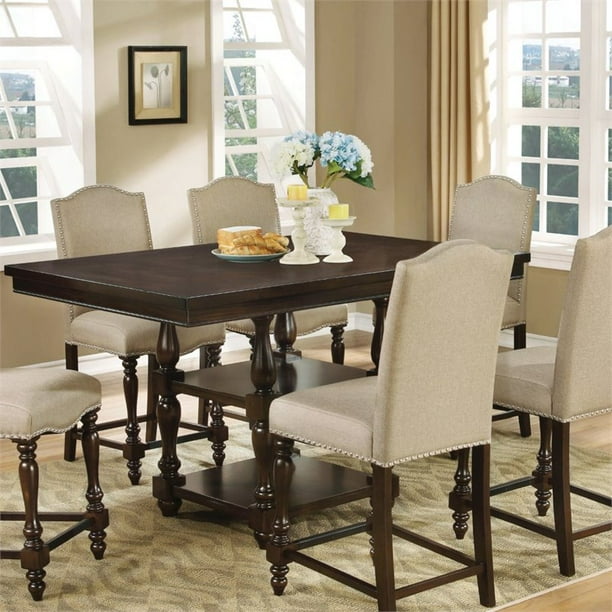 Furniture of America Minard Cottage Wood Counter Height Table in