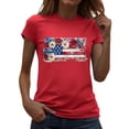 thumbnail image 2 of Womens American Flag Shirt USA Patriotic Crew Neck T-Shirt 4th of July Short Sleeve Tee, 2 of 7