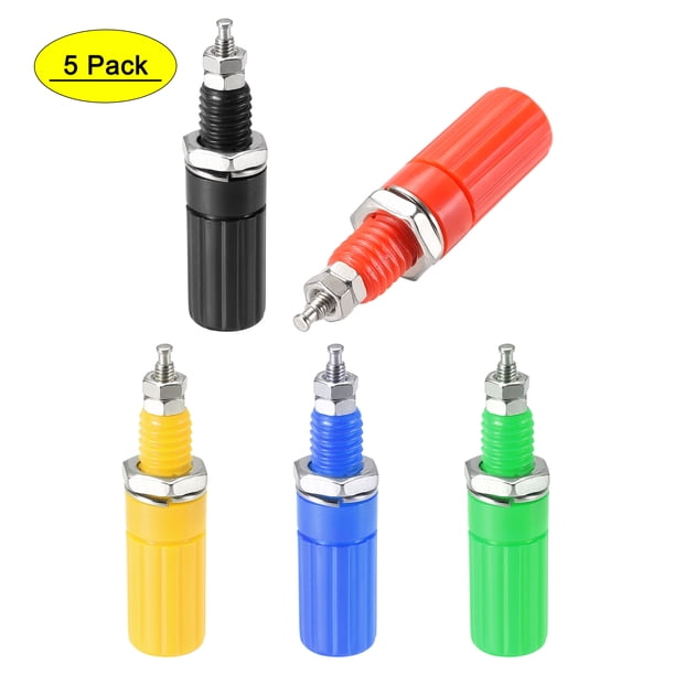 Conector de terminal de audio Uxcell, poste de conexión banana de 4mm, 5 colores, paquete de 5