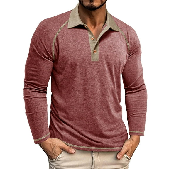 Xzbqbs Polo Shirts for Men Casual Cotton Long Sleeve Button Down Golf Shirts Fashion Lightweight Slim Fit Solid Business Shirts